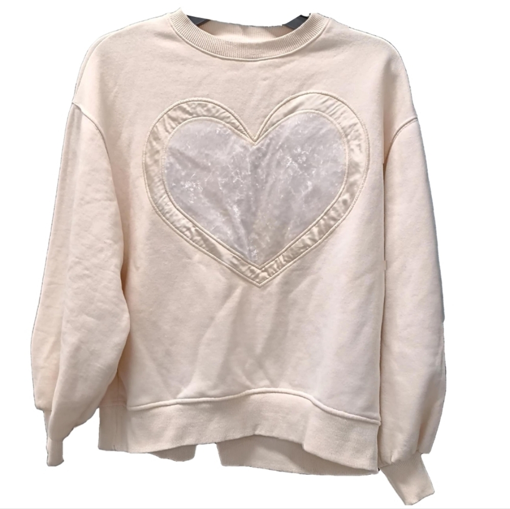 EUC Zara Cream Velour Heart Sweater